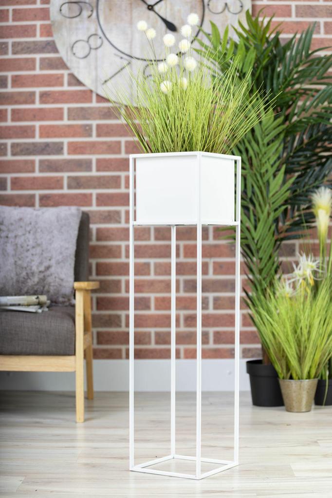 Nowoczesny Kwietnik Stojak Biały 90 Cm