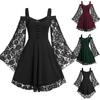 Women Gothic Cold Shoulder Long Sleeve Waist Tight Party Dress