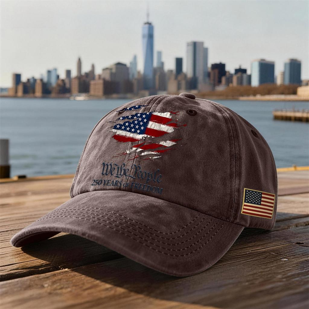 Unisex USA 250th Anniversary Printed Distressed Washed Baseball Cap | Patriotic Vintage Hat For Celebrations