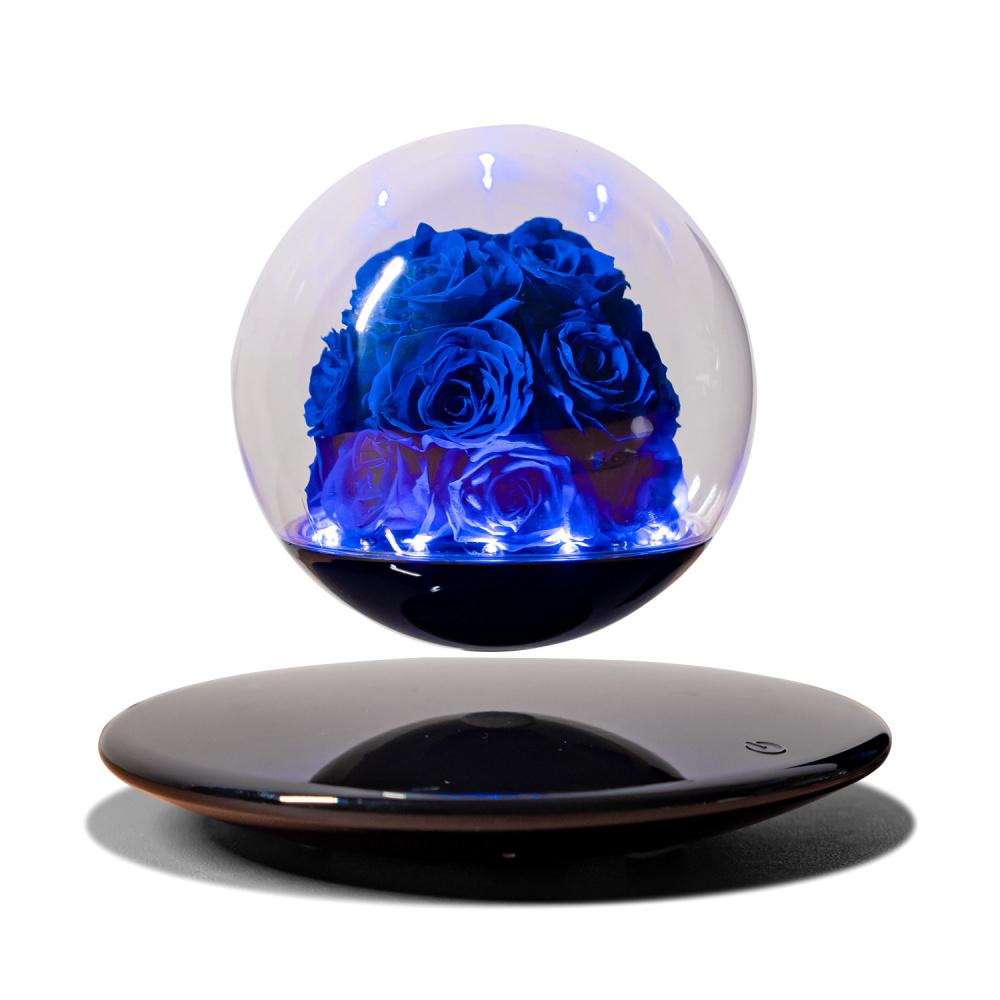 

Magnetic Levitation Eternal Flower Blue Rose Qixi Valentine s Day Gift Light Luxury Fresh-Keeping Blue Rose Head Ornament