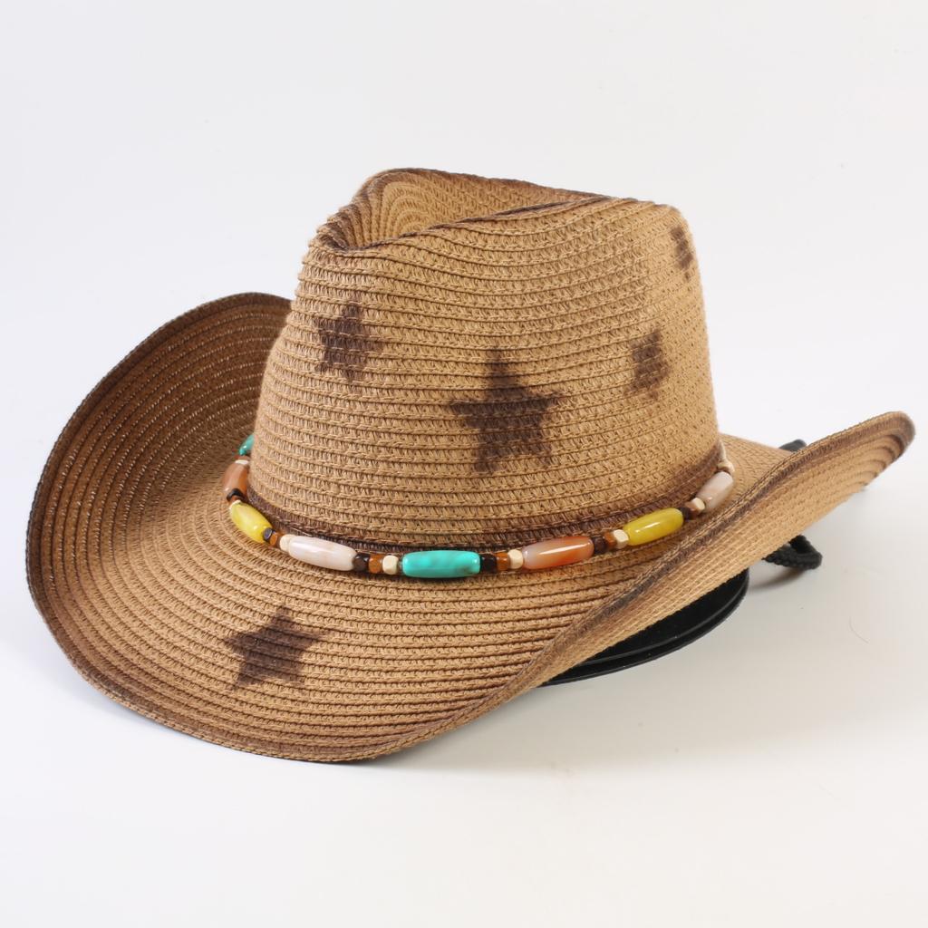 Popular Western Cowboy Straw Hat Men's and Women's Fashion Shade Straw Hat Classic Outdoor Western Cowboy Hat