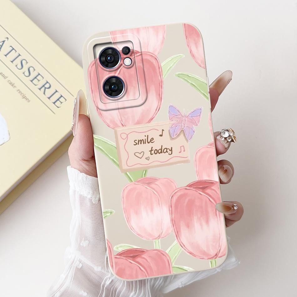 For OPPO Reno7 5G Elegant Sunflower Tulip Printed Phone Case For Oppo Reno 7 5G CPH2371 Soft Silicone Shockproof Cases