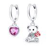 Women's 925 Silver Teddy Bear Rabbit Donut Pink Theme Sweet Romantic Priginal Design Earrings Engagement Party Exquisite Jewelry