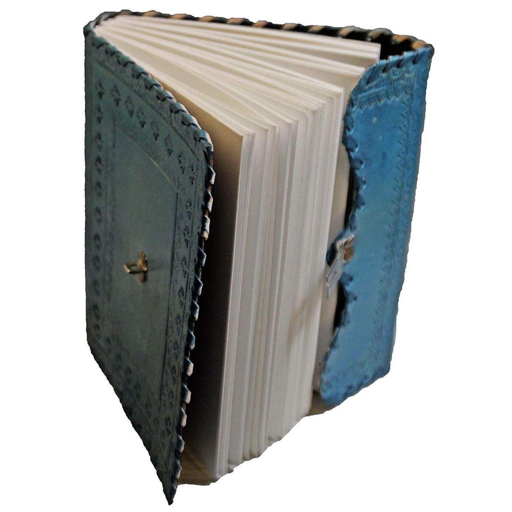 Habeeb Bags Antikes handgefertigtes ledergebundenes Tagebuch Reguläres Tagebuch/ck Und Schlüssel (Meerblau)