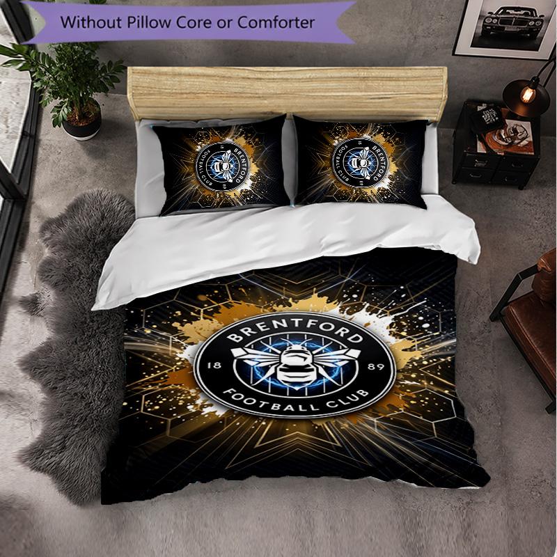 Set Biancheria da Letto Brentford Football 3 Pezzi Morbido Set Copripiumino con Federe Set Decorazione Camera da Letto per la Casa