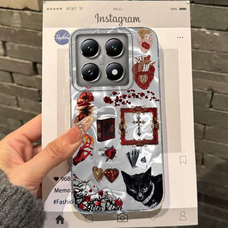 Retro Sun Marine Floral Eyes Girls Women Phone Case For Xiaomi 14T 13T Pro 14Tpro 13Tpro 11 Lite 5G NE Shockproof Fundas Cover