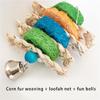 Parrot Toy 5Pieces Set Colorful Shredding Chewable Loofah Corn Leaf Foraging Activity Toy for Bird Behavior Stimulation