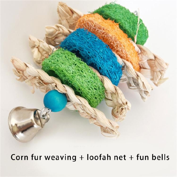 Parrot Toy 5Pieces Set Colorful Shredding Chewable Loofah Corn Leaf Foraging Activity Toy for Bird Behavior Stimulation