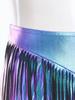 S-XXL Women's Fringed Booty Shorts: High Waist Iridescent Metallic Hot Pants with Tassel for Jazz Rock Dance Performance
