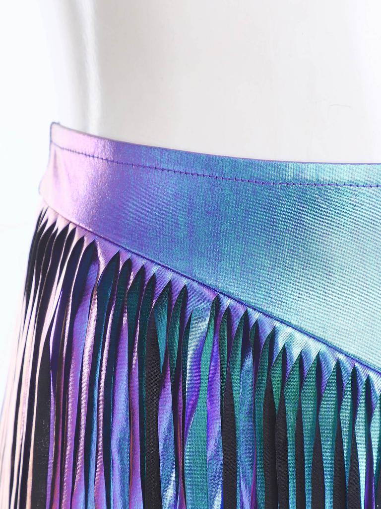 S-XXL Women's Fringed Booty Shorts: High Waist Iridescent Metallic Hot Pants with Tassel for Jazz Rock Dance Performance