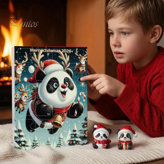 Panda Ornament Collection 2D Acrylic Cute Ornaments Advent Calendar, 24 Days Christmas Hanging Pendants Countdown Collectible for Holiday Decor Unique