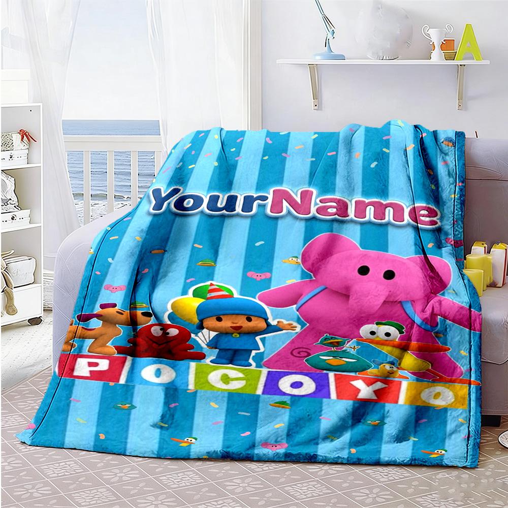 Pocoyo Customize Your Name Blanket Lightweight Personalized Blanket Soft & Cozy Perfect for Livingroom Couch Office Chair Seaside