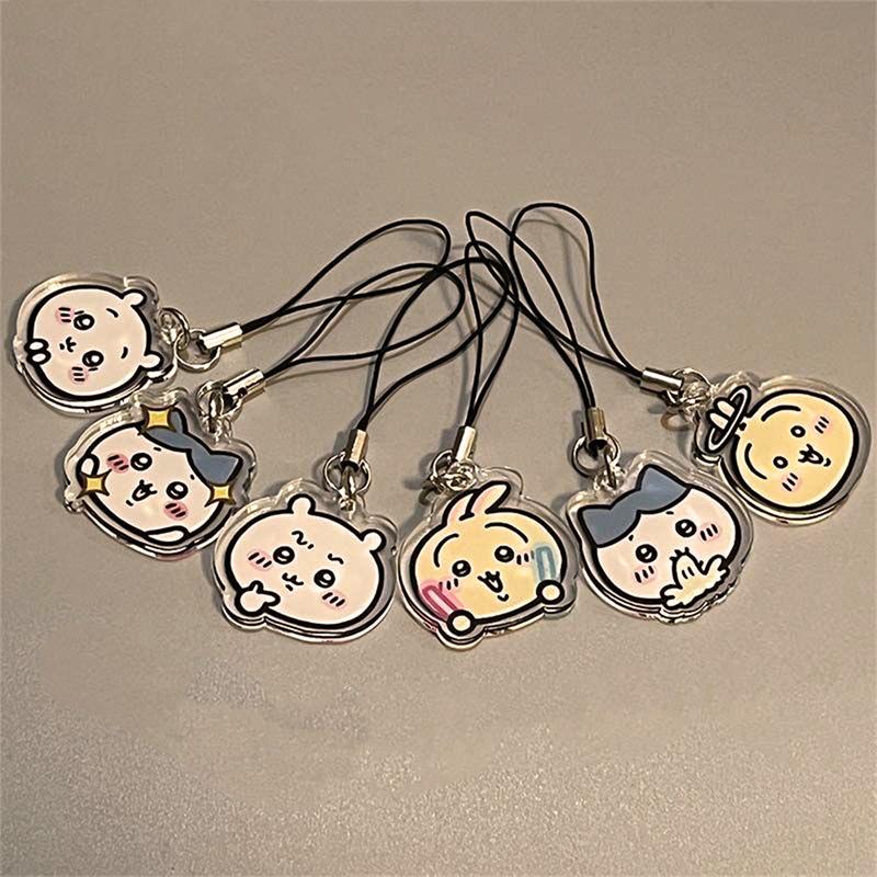Anime Figure Keychain Mobile Phone Pendant Couple Lanyard Pendant Keychains Cell Accessories Bag Pendant Gifts