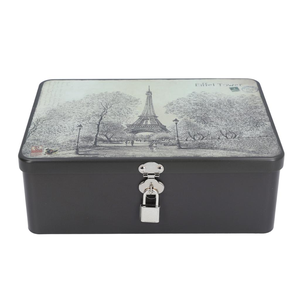 Lock Storage Box Vintage Iron Storage Box Space Saving Metal Keepsake Box Decorative Storage Case