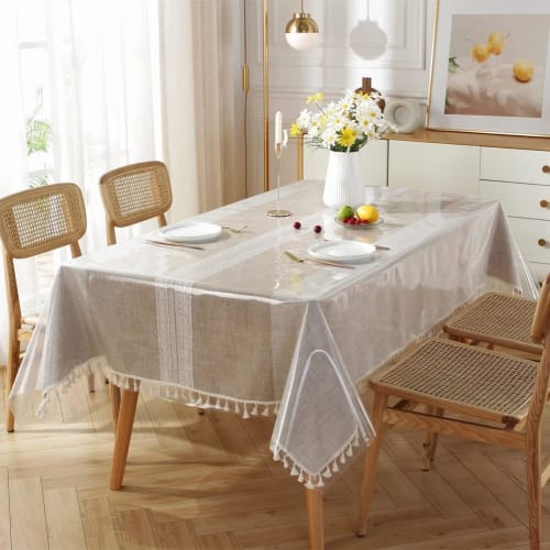 NaturesHome Tablecloth, Table Cover, 0.2mm Thick PVC Transparent Polyethylene, 140x140cm, 140x180cm, 140x220cm, Water-Repellent, Oil-Resistant, Heat-R