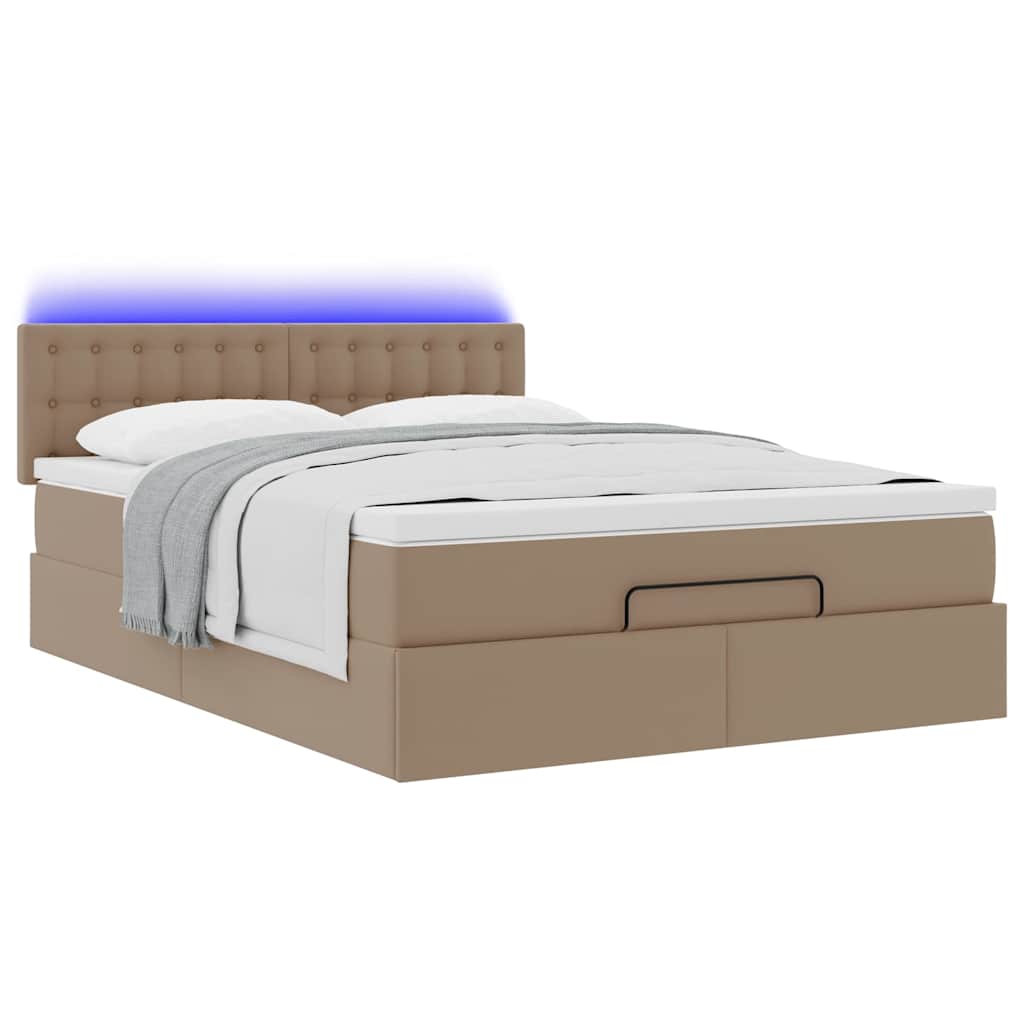 Ottoman Bed with Mattresses & LEDs Cappuccino Brown 140x200 cm