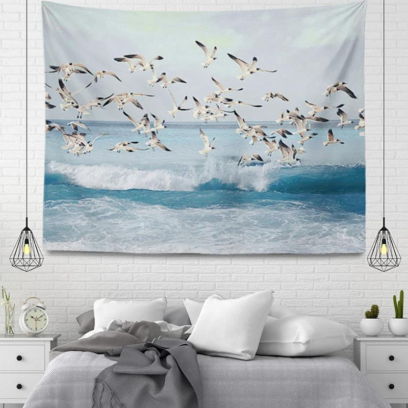 

Гобелен для офиса, гостиной, морской пейзаж, пляжный узор, подвесная ткань, украшение на стену дома, гобелен 100x75cm