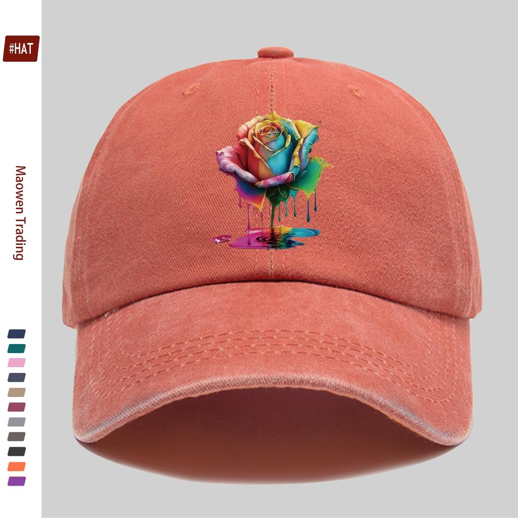 pc pcs Unisex Vintage Washed Trucker Hat with Floral Ink Splatter Print Adjustable Buckle Strap Lightweight Baseball Cap S
