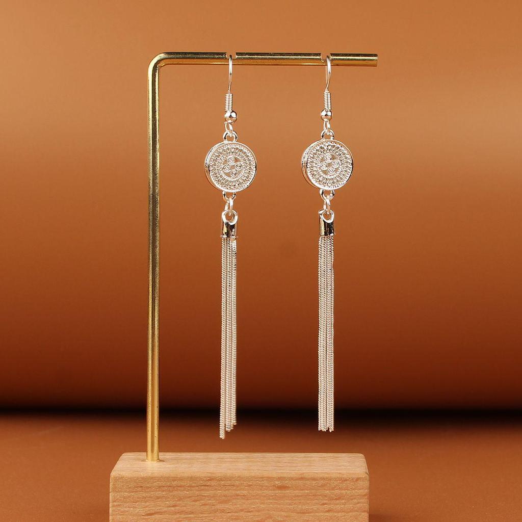 Retro Miao Silver Tassel Earrings: Ethnic Yunnan Long Dangle Women's Jewelry