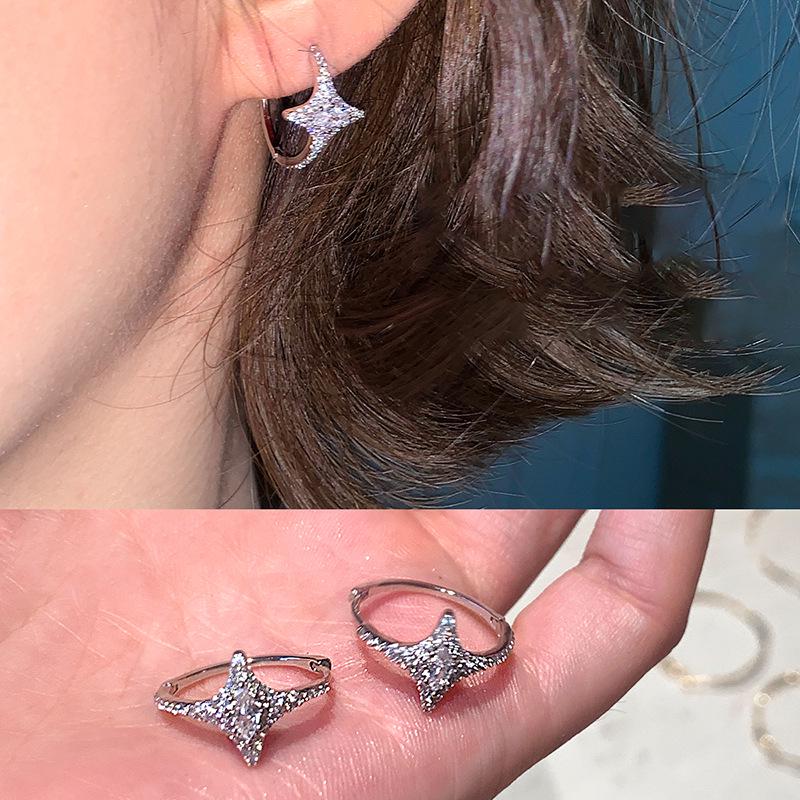 Stylish Zircon Inlaid Starburst Ear Cuffs - Fashionable, Simple, and Elegant Jewelry Design