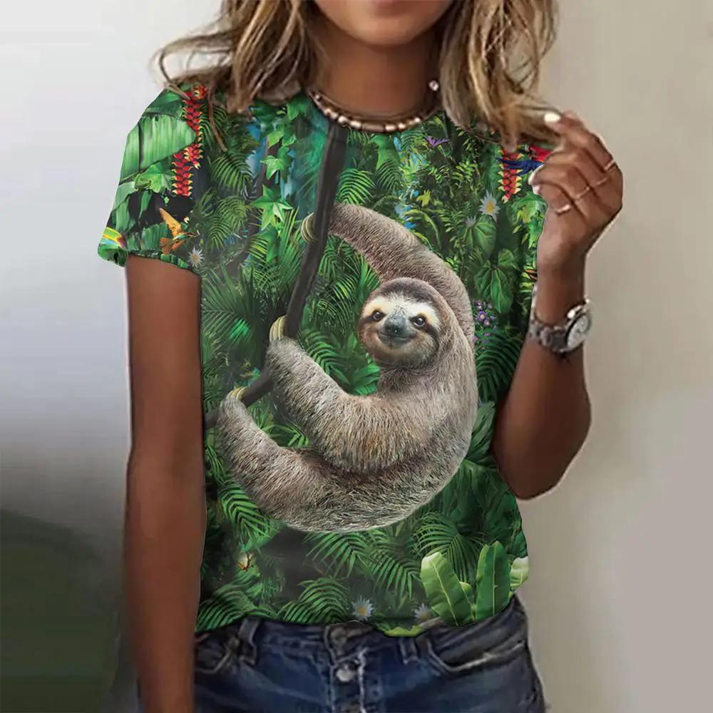 Summer Fashion Blouse Women's Tshirts Basic Oversized Female Clothing 3d Wild Animals Theme T Shirt Casual Tees Short Sleeve Top