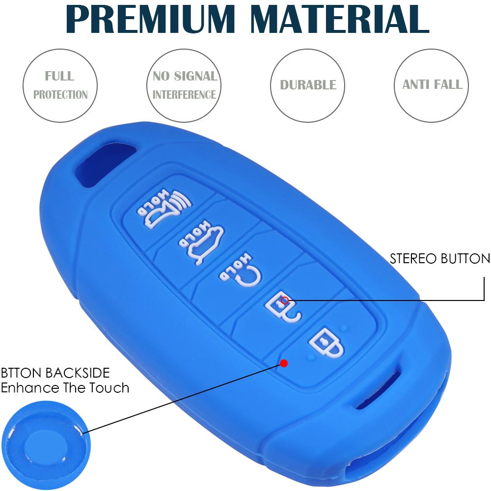 Lcyam Key Fob Cover Silicone Case Remote Holder Compatible With     Hyundai Palisade Elantra Keyless Push Start