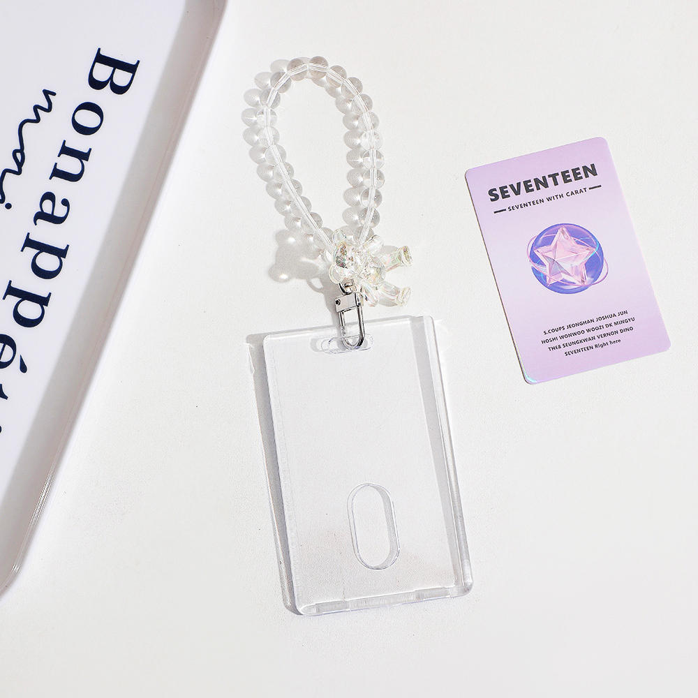 INS Pink Blue Kpop Photocard Holder Credit ID Bank Card Photo Display Holder Idol Postcard Card Protective Case with Pendant