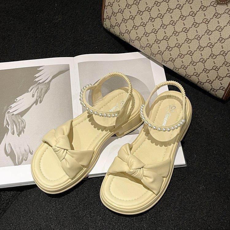 Summer New Fairy Style Pearl Platform Sandals