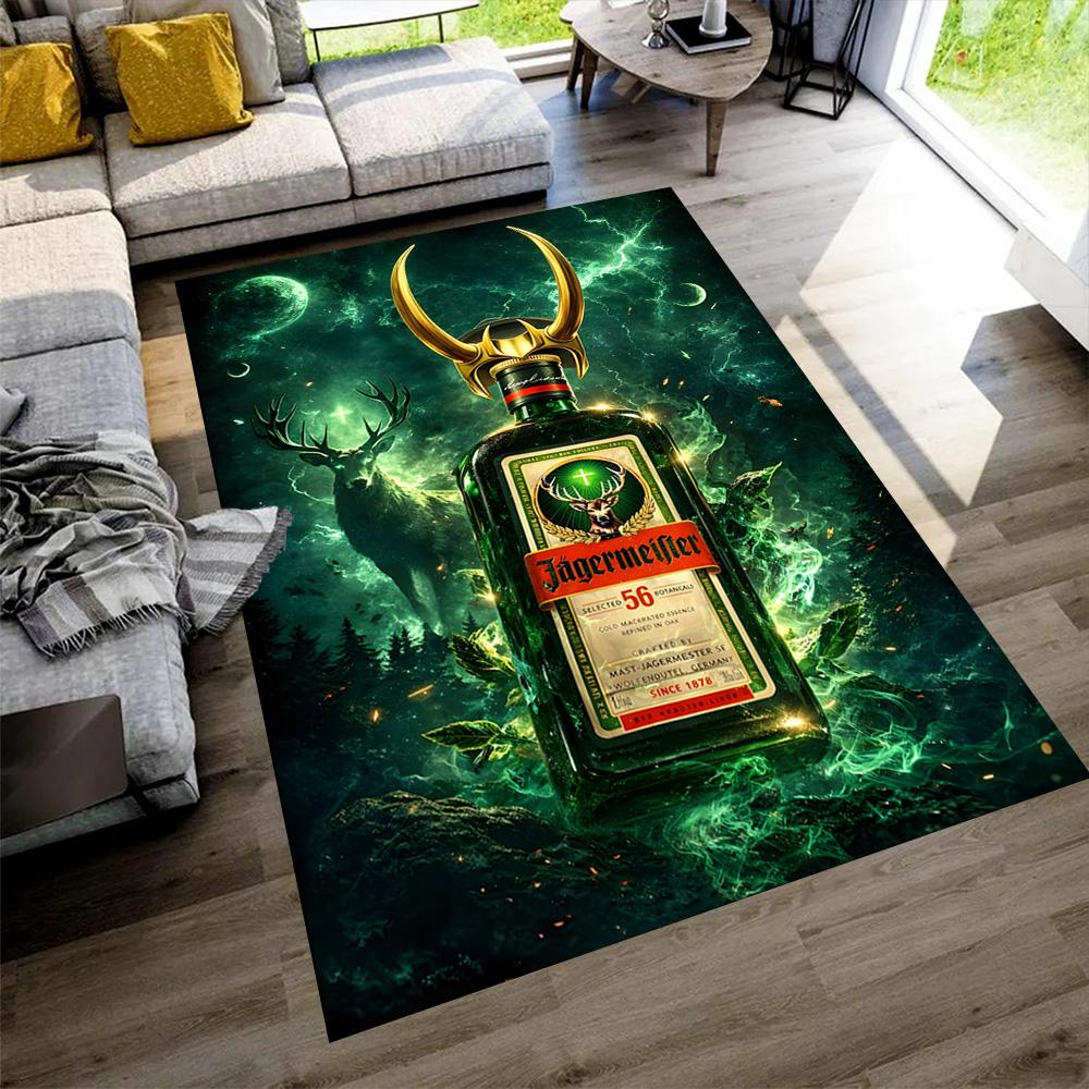 Electric Jägermeister Bottle Floor Mat Perfect for Dining Room Kitchen Balcony Foyer Antislip Carpet Anime Office Decor Gift for Festivals