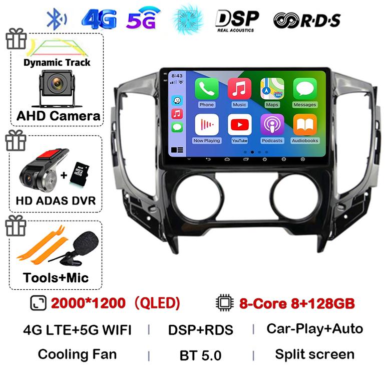 Android 14 Carplay Auto WIFI+4G Car Radio For Mitsubishi Pajero Sport 3 L200 2015-2019 Multimedia Video Player BT GPS Navigation