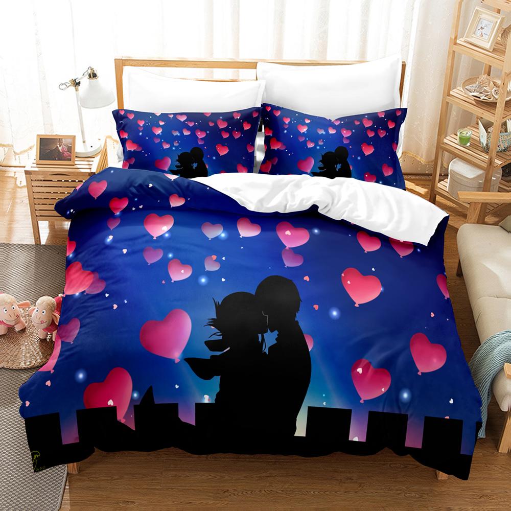 Kaguya Sama Love Is War Bedding Set 3PCS Kaguya Shinomiya Maid Outfit Red Heart Background Anime Print Duvet Cover All Sizes