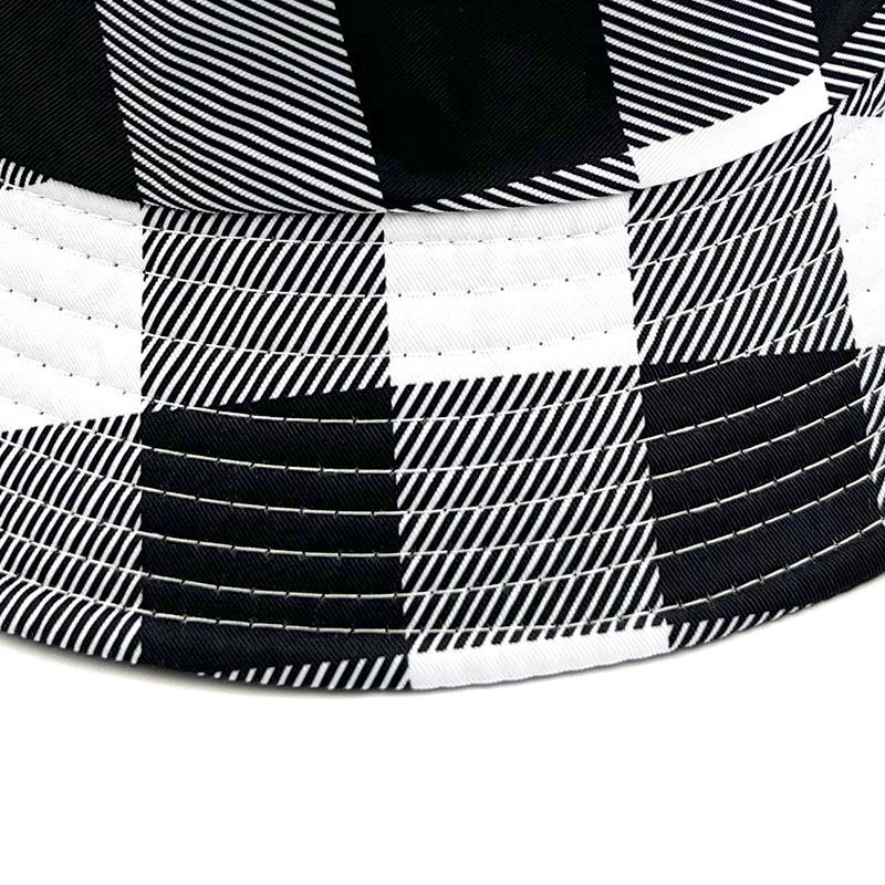 Spring and Summer New Double sided Large Plaid Fisherman Hat Versatile Bucket Sun Protection Hat Men and Women Sun Protection Basin Hat