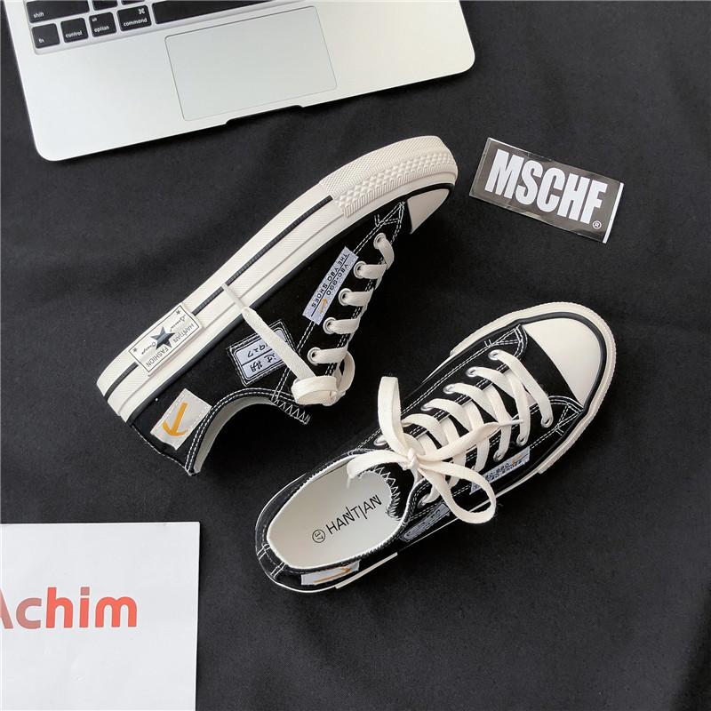 Internet celebrity little white canvas shoes women 2025 new versatile autumn board shoes Korean version ulzzang shoes ins tide H609