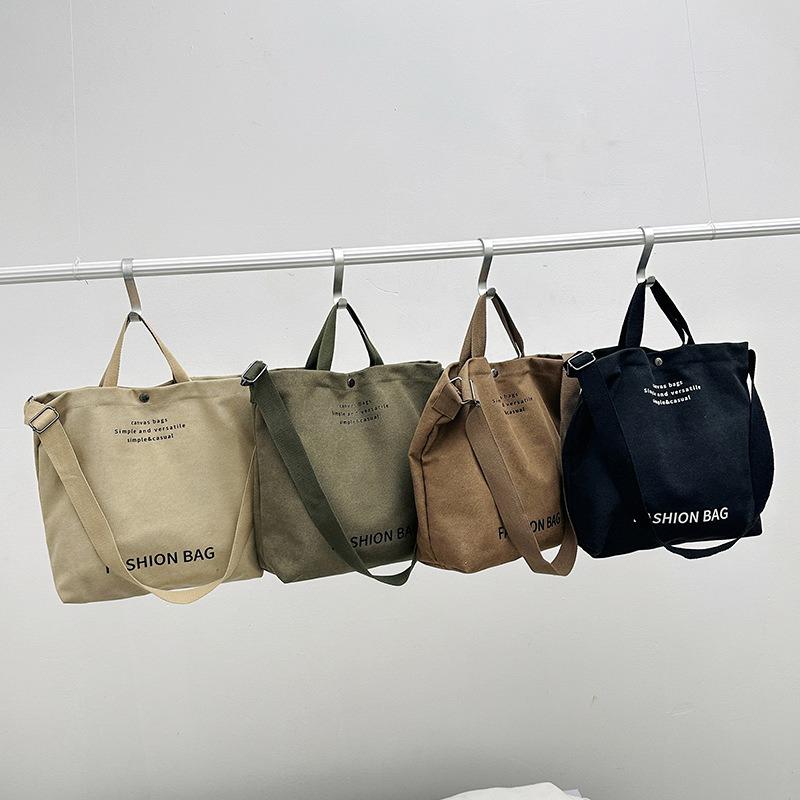 Casual large-capacity handbag New fashionable and simple casual canvas tote bag College student class bag