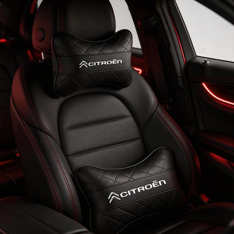 Car Headrest and Lumbar Support Set Comfort Neck Pillow Keychain For Citroen C4 C3 C5 C5X e-C4 X e-C3 C-Elysee Berlingo C1 C6 C2 YX3