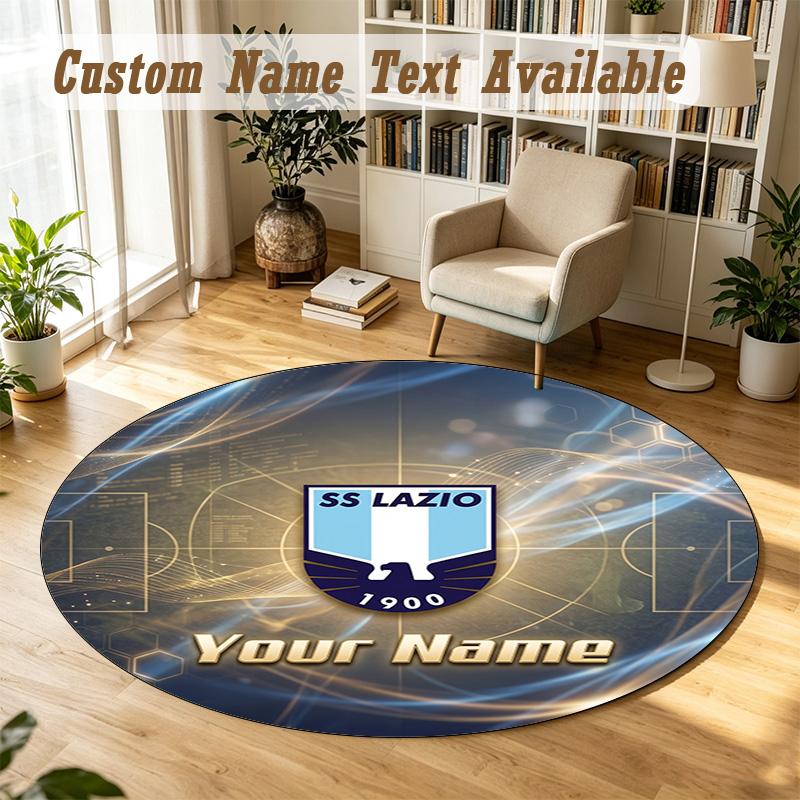 Round Rug Custom NameLazio FC Pattern Non Slip Carpet Home Floor Decor