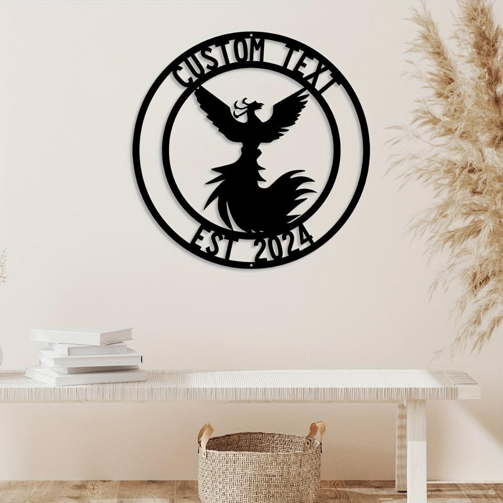 Personalized Metal Phoenix Wall Art Custom Family Name Sign Home Decor