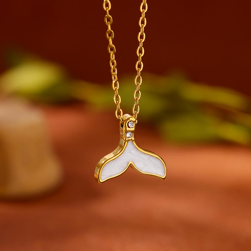 Zircon Fishtail Necklaces For Women Gold Color Stainless Steel Heart Bees Pendant Necklace Fashion Wedding Jewelry Gift Femme