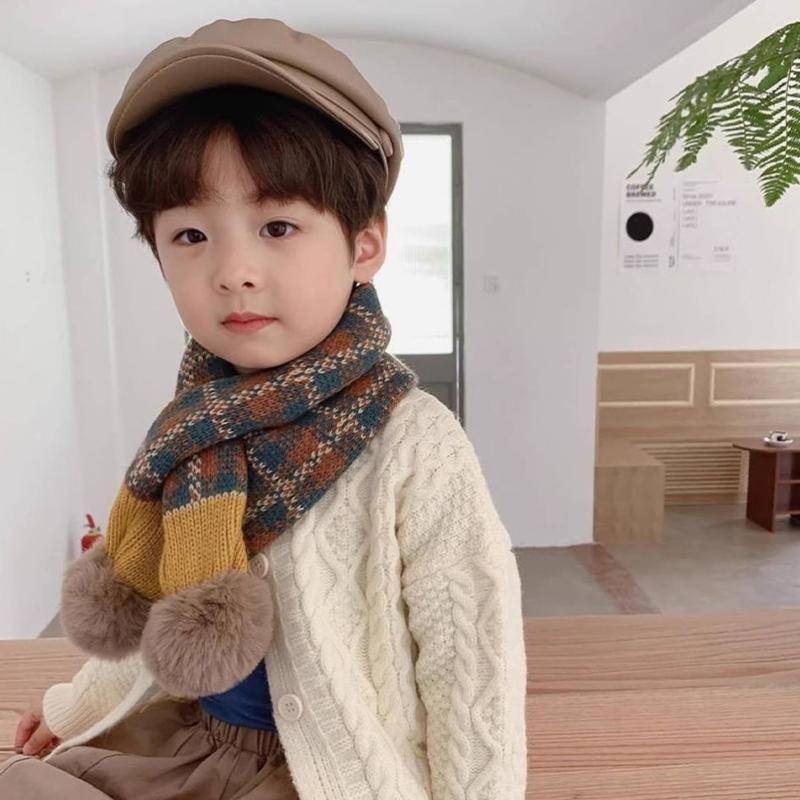 Boys' And Girls' Autumn And Winter Warm Neck Warmer Knitted Cross Scarf