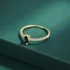 Elegant Geometric Square S925 Sterling Silver Aquamarine Ring with Full Diamond