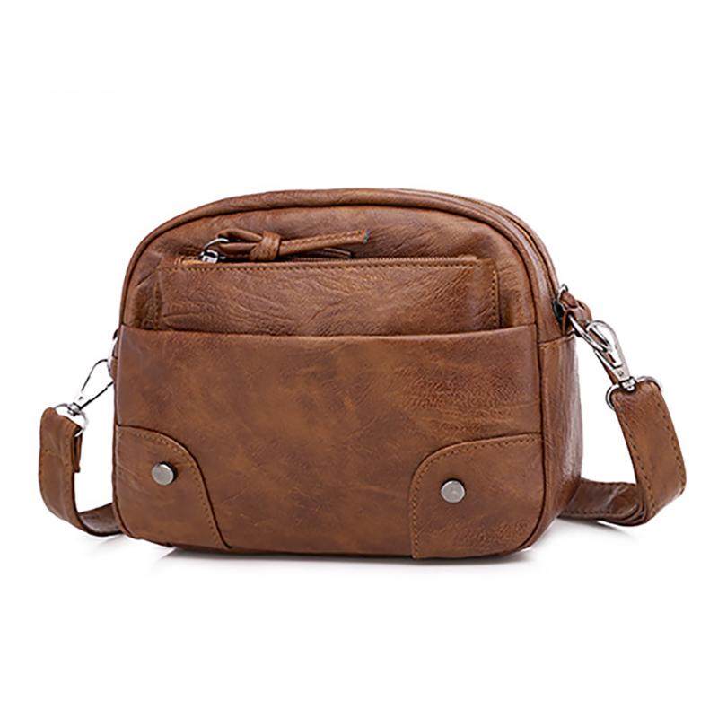 Vintage Simple Women Tašky přes rameno Malá kabelka Crossbody Phone Peněženka Pack Měkké PU kožené čtvercové tašky Messenger