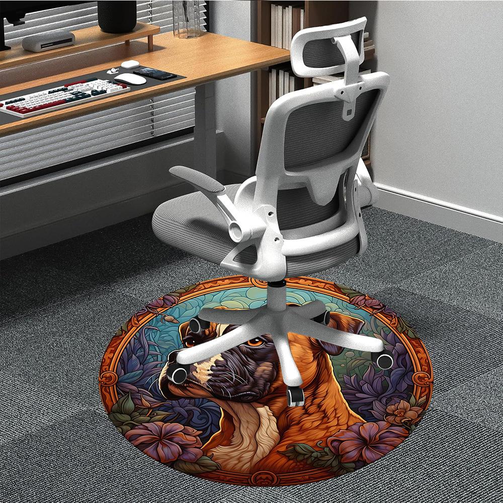 

1pc Boxer Dog Portrait Chair Carpet for Office Non-Slip, Machine Washable Rug for Office - Holiday DecorMachine Made yy251029055 80cm by 80cm