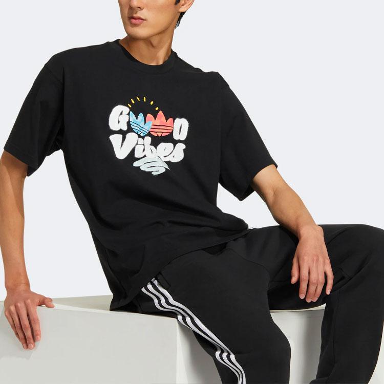 Adidas Originals Y2K Tee With Cartoon Logo Unisex Tops Black HM8001