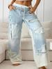 2025 Euro-American Style Straight-Leg Ripped Patchwork Summer Jeans