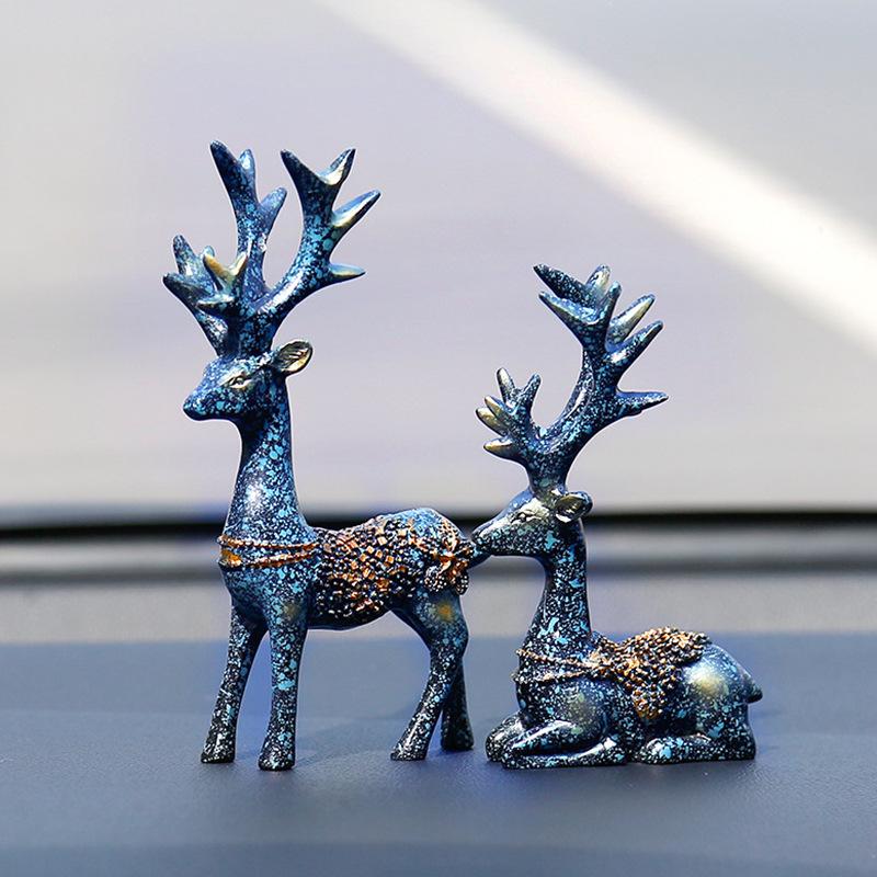 

Ремесло из смолы, установленное на автомобиле, поделки с оленями, милые маленькие ремесленные украшения для дома, креативные синий