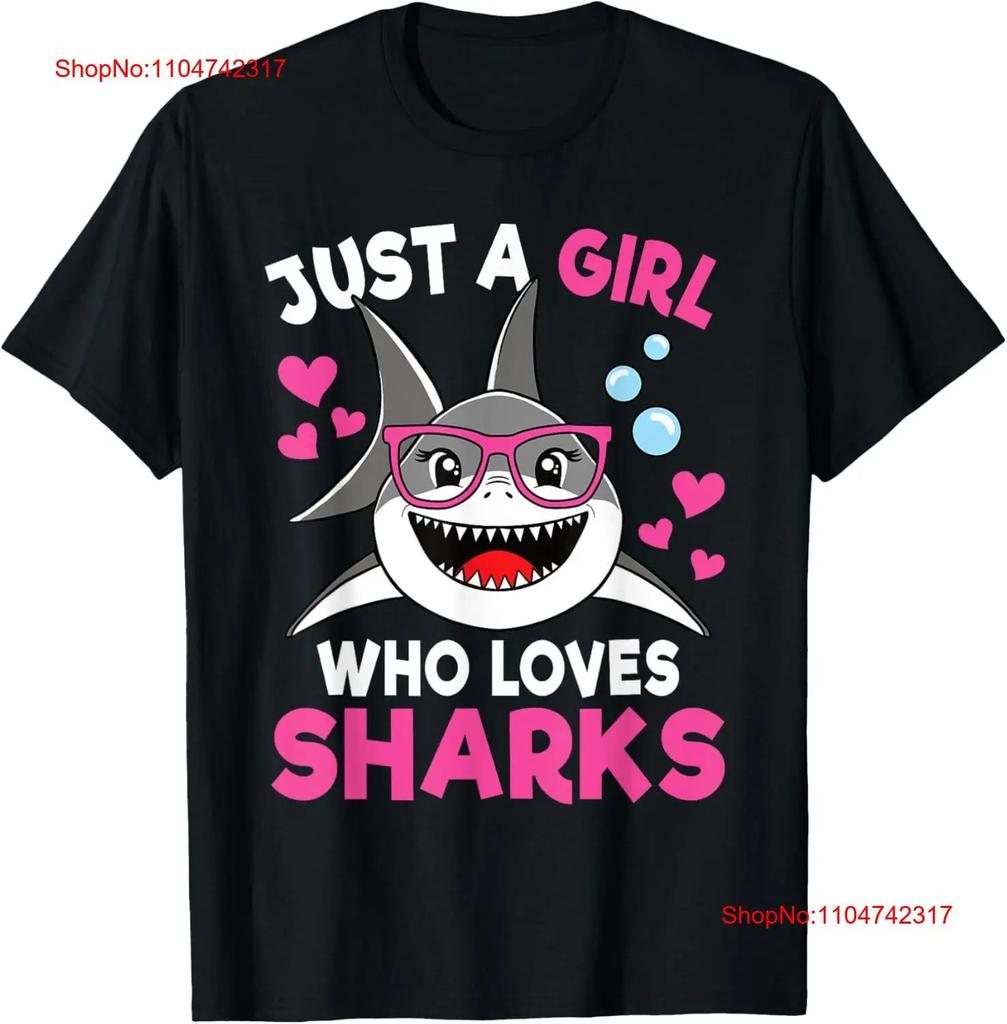 Just A Girl Who Loves Sharks Sea Animal Shark Lover Kids T Shirt vintage Washed Top For Everyday Wear Stylish Stretched Unisex