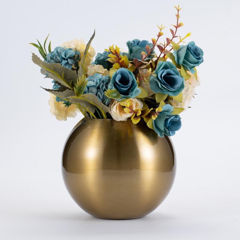 Edelstahl Metall Kleine Vase Leichter Luxus Kugelförmig Tischplatte Modern Schlicht Blumen Pflanzgefäß Dekoration Heimdekoration