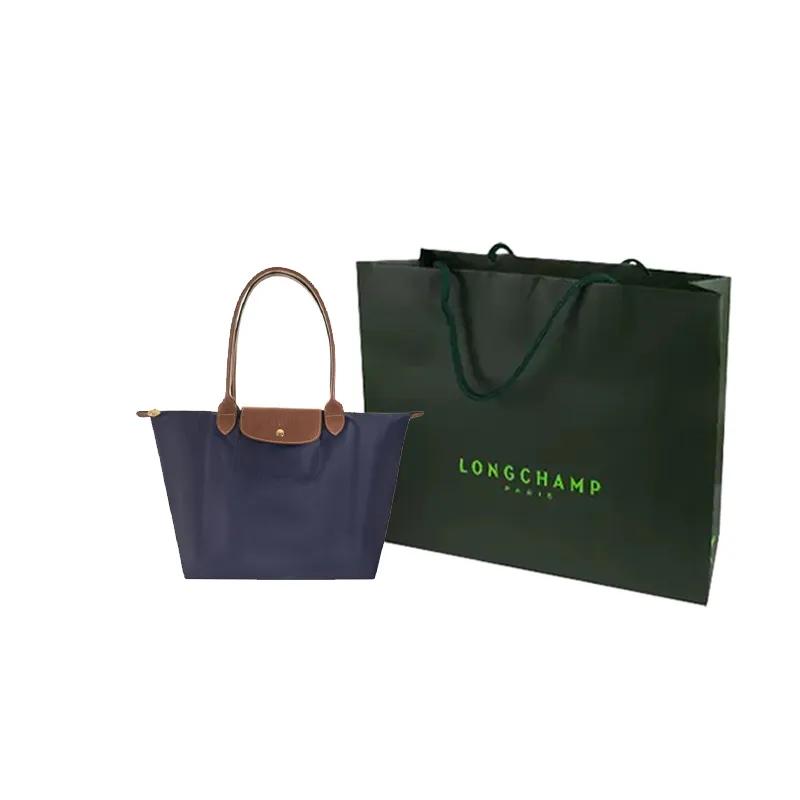 LONGCHAMP Le Pliage Canvas Leather Shoulder Bag Large Women's Marine Blue (Unisex) Shoulder Bags 1899089P68