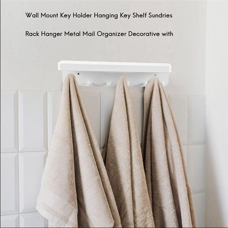 M-Modern-Wall Mount Key Holder Sundries Rack Hanger Metal Mail Organizer Decorative Black
