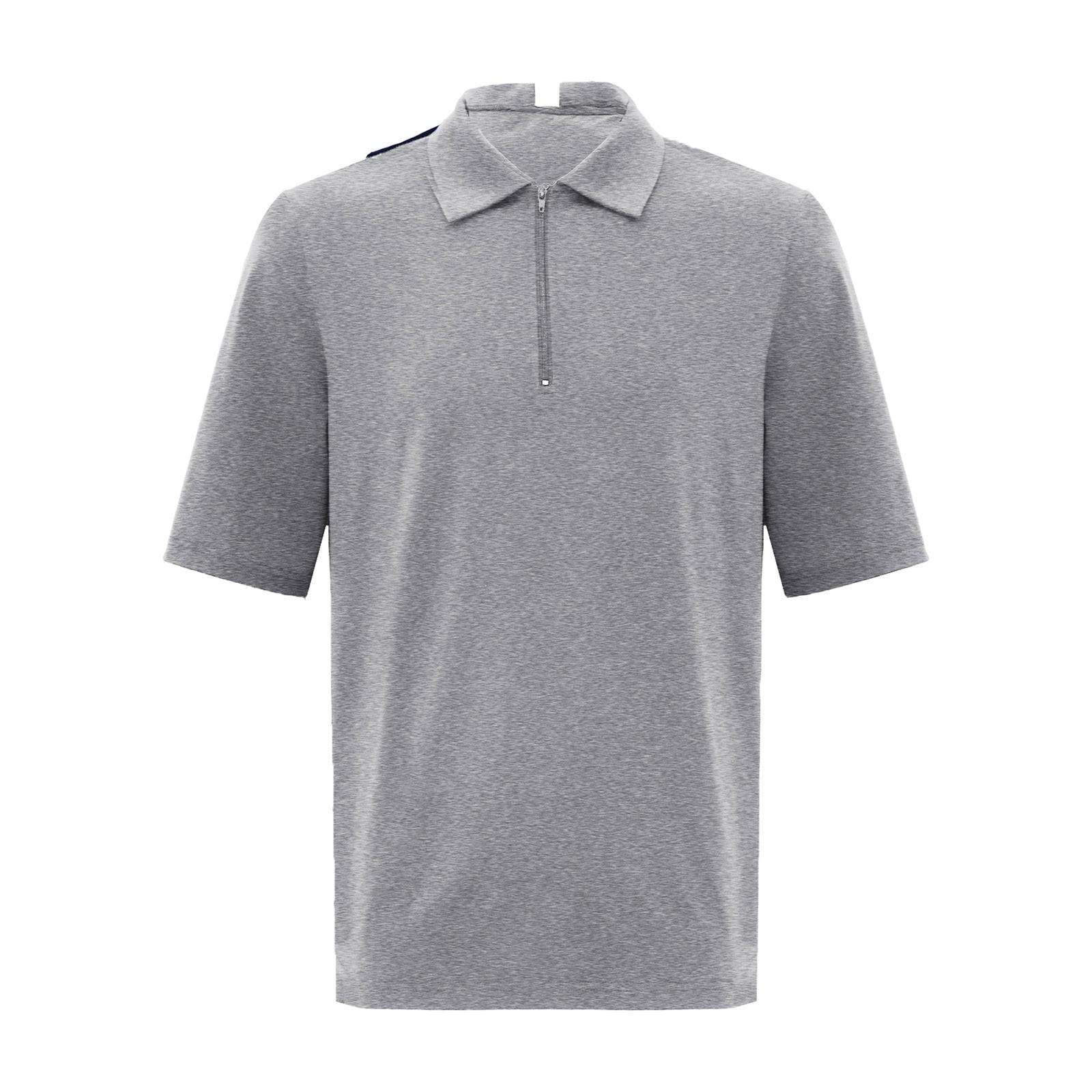 Ranrann Heren Alzheimer Zorg T-shirt Open Rug Overlap Korte Mouw Kraag Ritssluiting Nek Adaptieve Top XL